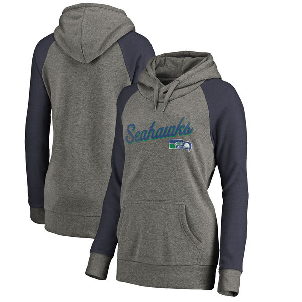 Seattle Seahawks NFL Pro Line by Fanatics Branded Women's Timeless Collection Rising Script Plus Size Tri Blend Hoodie Ash