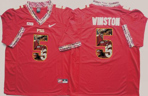 Seminoles 5 Jameis Winston Red Player Fashion Stitched NCAA Jersey