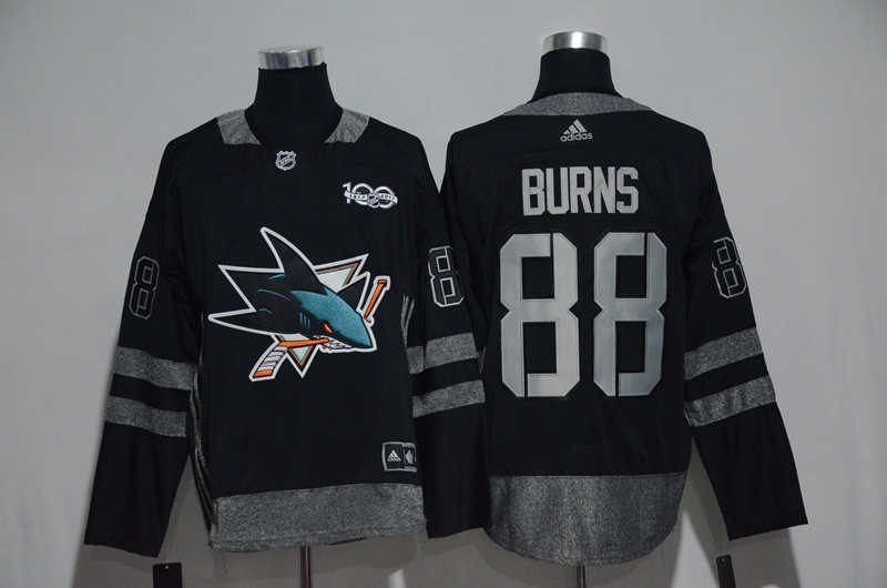 Sharks 88 Brent Burns Black 100th Anniversary Season Jersey