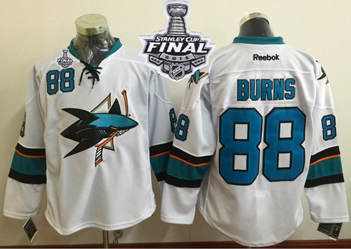 Sharks 88 Brent Burns White 2016 Stanley Cup Final Patch Stitched NHL Jersey