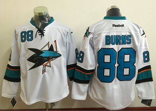 Sharks 88 Brent Burns White Stitched NHL Jersey