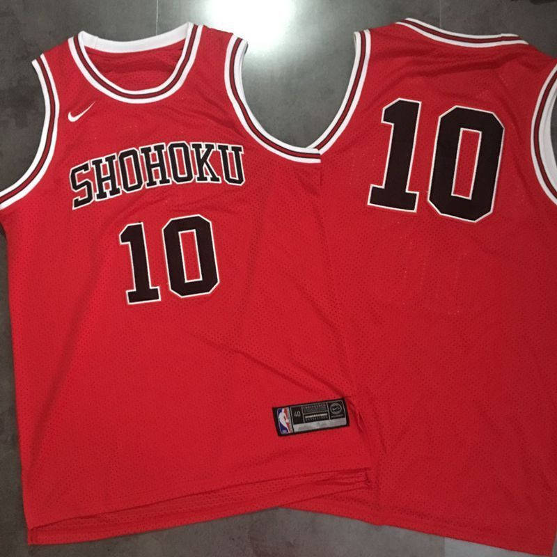 Slam Dunk Shohoku Away 10 Sakuragi Hanamichi Red Stitched Basketball Jersey
