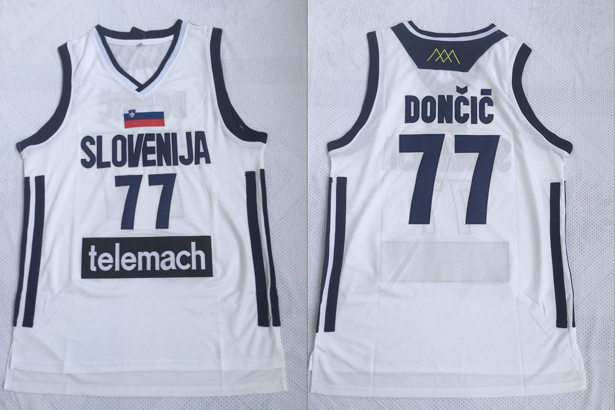 Slovenija 77 Luka Doncic White National Basketball Jersey