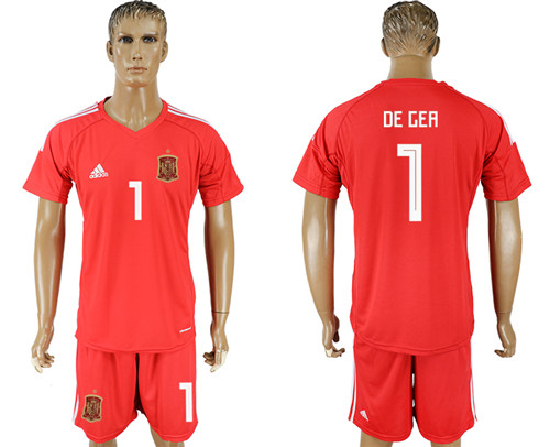 Spain 1 DE GEA Red Goalkeeper 2018 FIFA World Cup Soccer Jersey