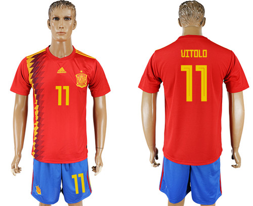 Spain 11 VITOLO Home 2018 FIFA World Cup Soccer Jersey