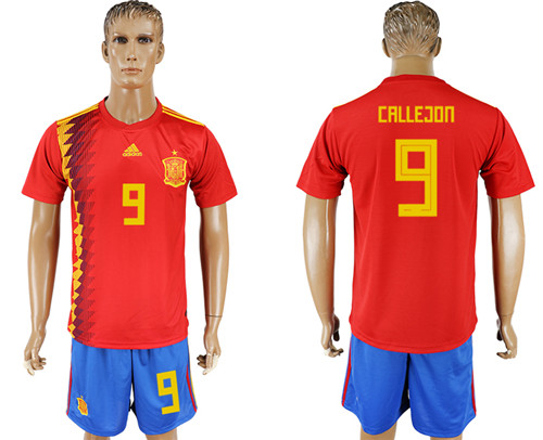 Spain 9 CALLEJON Home 2018 FIFA World Cup Soccer Jersey