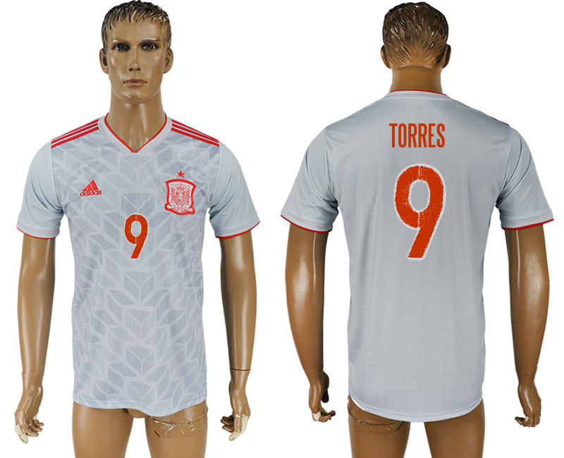 Spain 9 TORRES Away 2018 FIFA World Cup Thailand Soccer Jersey