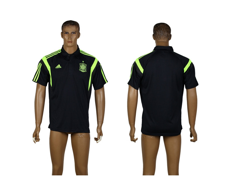 Spain Black Soccer Polo Shirt