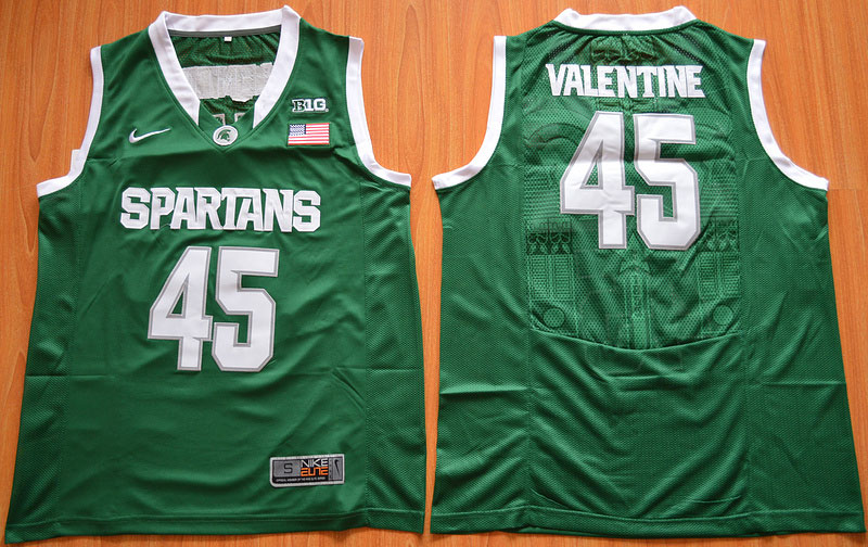 Spartans 45 Denzel Valentine Green Authentic Basketball Stitched NCAA Jersey