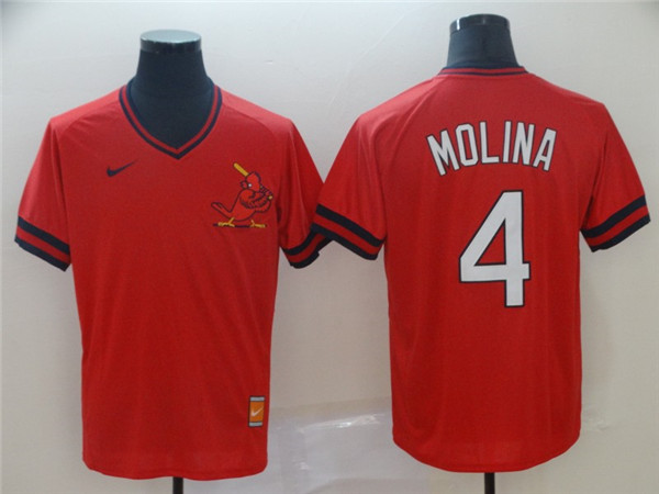 St. Louis Cardinals 4 Yadier Molina Red Throwback Jersey
