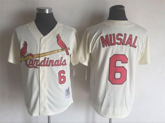 St. Louis Cardinals Mens Jerseys 6 Stan Musial Throwback Baseball Jersey
