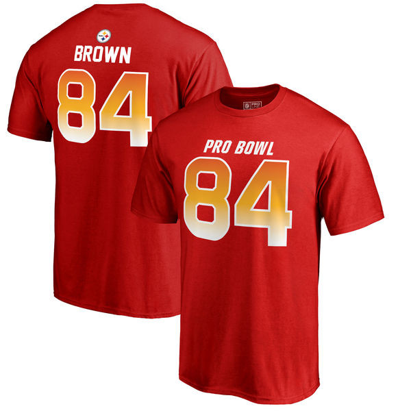 Steelers Antonio Brown AFC NFL Pro Line by Fanatics Branded 2018 Pro Bowl Name & Number T Shirt Red