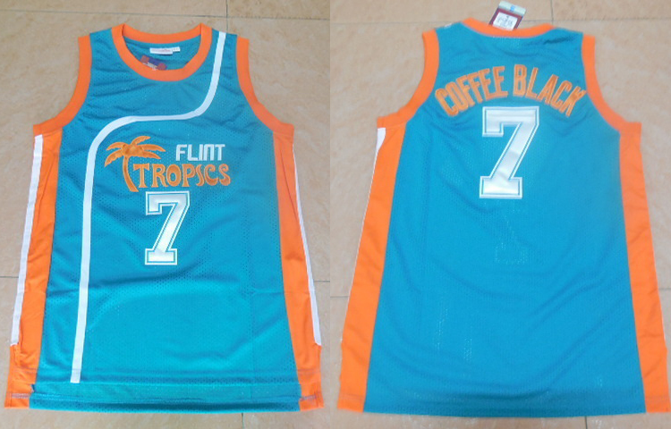 Stitched 7 Coffee Black Jersey Flint Tropics Jersey Basketball Jersey Blue