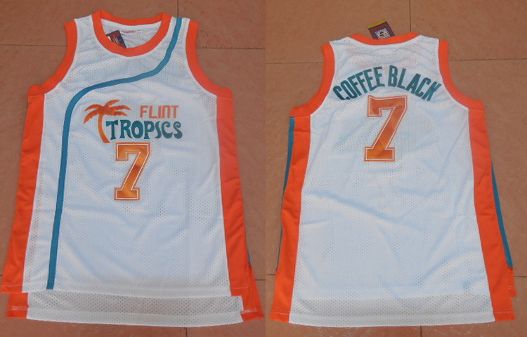 Stitched 7 Coffee Black Jersey Flint Tropics Jersey Basketball Jersey White