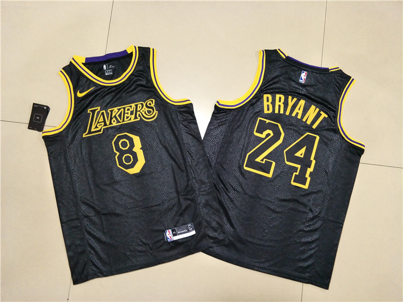 Lakers 8 & 24 Kobe Bryant Black Commemorative Swingman Jersey