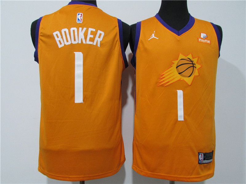 Suns 1 Devin Booker Orange 2020 21 City Edition Swingman jersey