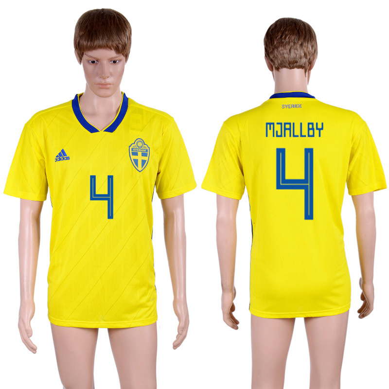 Sweden 4 MJALLBY Home 2018 FIFA World Cup Thailand Soccer Jersey