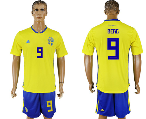 Sweden 9 BERC Home 2018 FIFA World Cup Soccer Jersey