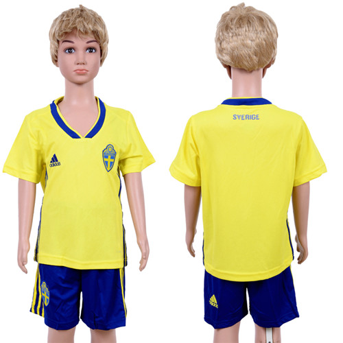 Sweden Home Youth 2018 FIFA World Cup Soccer Jersey