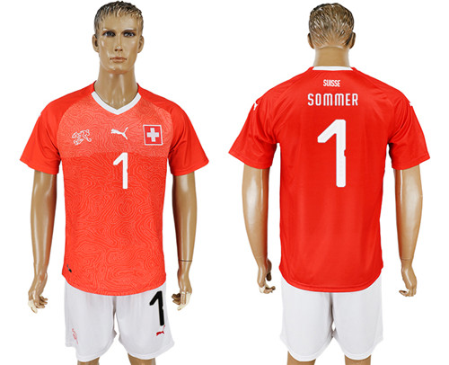 Switzerland 1 SOMMER Home 2018 FIFA World Cup Soccer Jersey