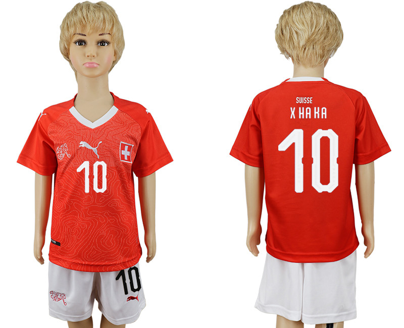 Switzerland 10 X. HAHA Home Youth 2018 FIFA World Cup Soccer Jersey