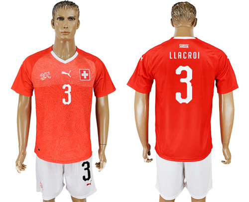 Switzerland 3 LLACROI SOMMER Home 2018 FIFA World Cup Soccer Jersey