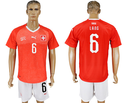 Switzerland 6 LANG Home 2018 FIFA World Cup Soccer Jersey