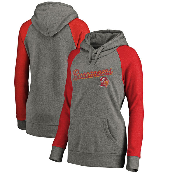 Tampa Bay Buccaneers NFL Pro Line by Fanatics Branded Women's Timeless Collection Rising Script Plus Size Tri Blend Hoodie Ash