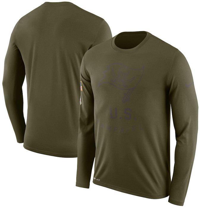 Tampa Bay Buccaneers  Salute to Service Sideline Legend Performance Long Sleeve T Shirt Olive