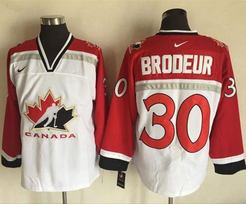 Team CA 30 Martin Brodeur White Red  Throwback Stitched NHL Jersey