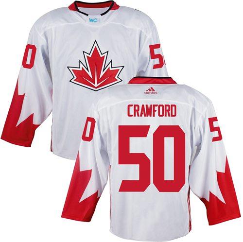 Team Canada 50 Corey Crawford White 2016 World Cup Stitched NHL Jersey