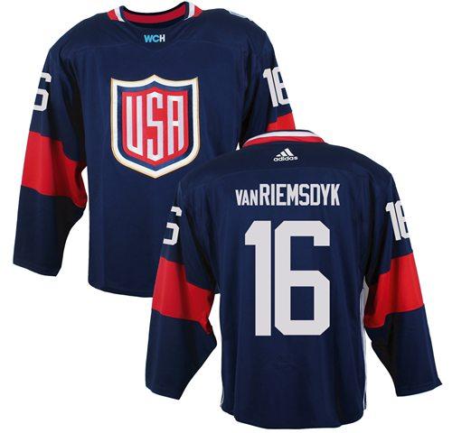 Team USA 16 James van Riemsdyk Navy Blue 2016 World Cup Stitched NHL Jersey
