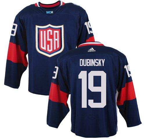 Team USA 19 Brandon Dubinsky Navy Blue 2016 World Cup Stitched NHL Jersey