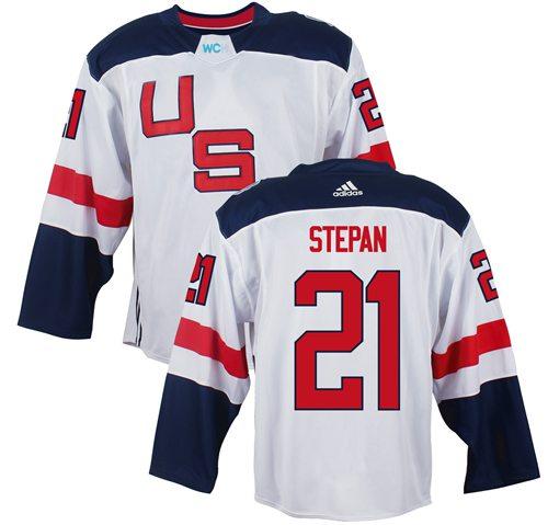 Team USA 21 Derek Stepan White 2016 World Cup Stitched NHL Jersey