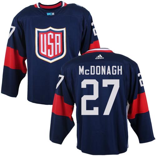 Team USA 27 Ryan McDonagh Navy Blue 2016 World Cup Stitched NHL Jersey