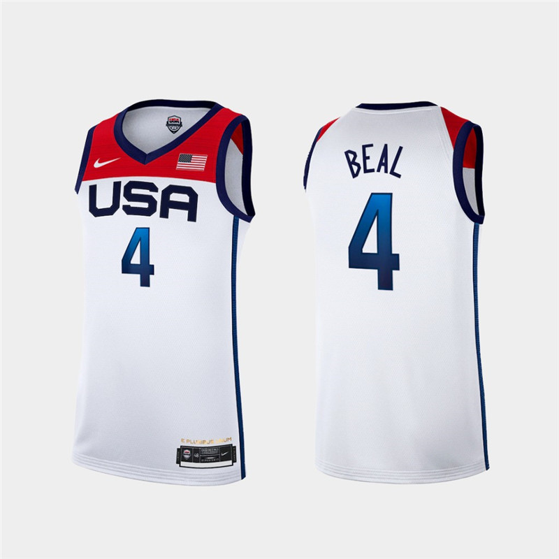 Team USA 4 Beal White 2021 Olympics Basketball Swingman Jersey
