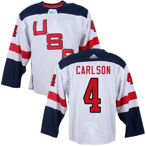 Team USA 4 John Carlson White 2016 World Cup Stitched NHL Jersey