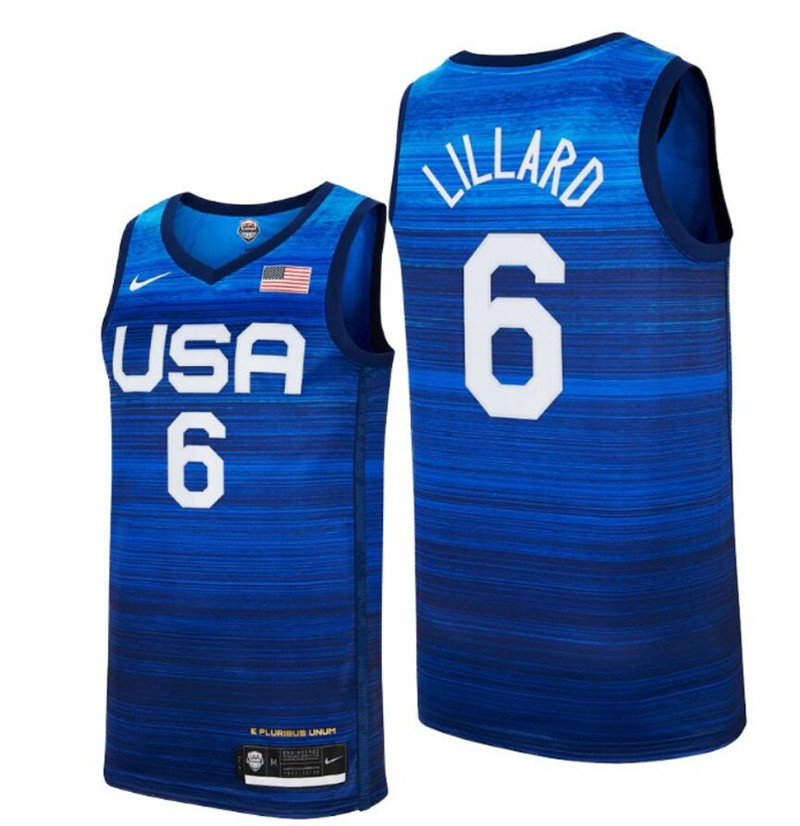 Team USA 6 Lillard Navy 2021 Olympics Basketball Swingman Jersey
