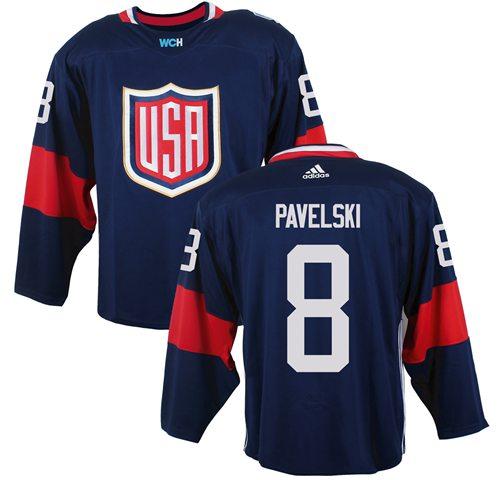 Team USA 8 Joe Pavelski Navy Blue 2016 World Cup Stitched NHL Jersey