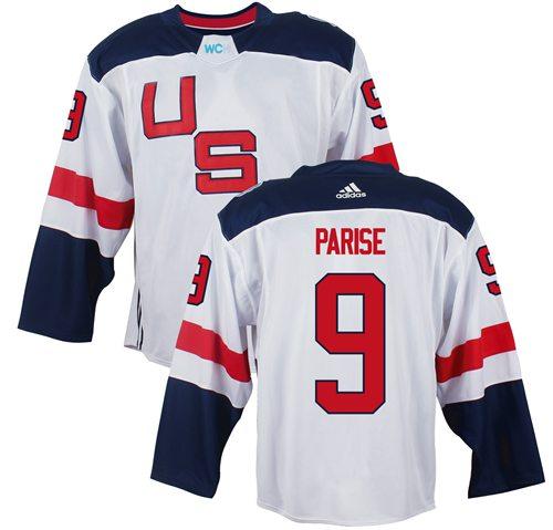 Team USA 9 Zach Parise White 2016 World Cup Stitched NHL Jersey