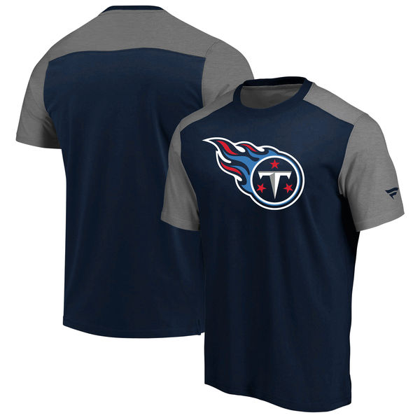 Tennessee Titans NFL Pro Line by Fanatics Branded Iconic Color Block T Shirt NavyHeathered Gray