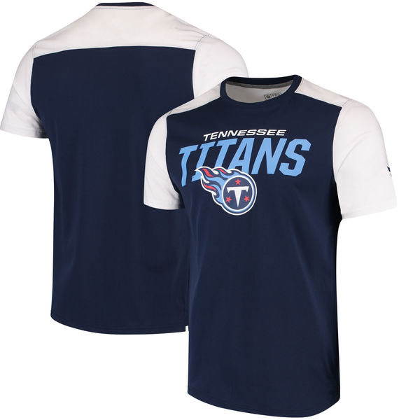 Tennessee Titans NFL Pro Line by Fanatics Branded Iconic Color Blocked T Shirt Navy White
