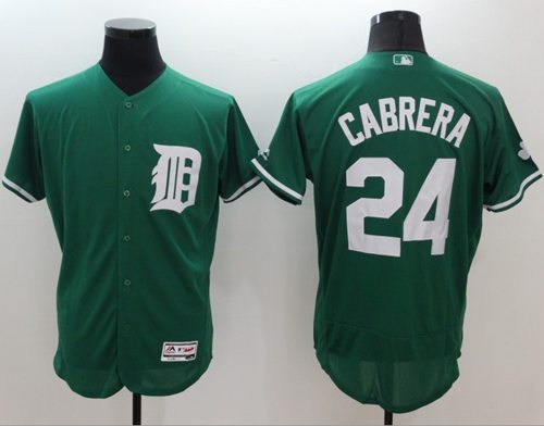 Tigers 24 Miguel Cabrera Green Celtic Flexbase Authentic Collection Stitched MLB Jersey