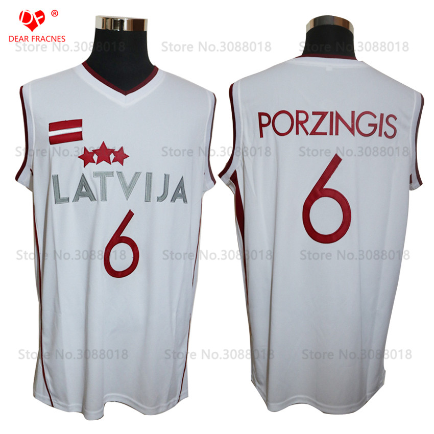 Top Qua Kristaps Porzingis #6 TEAM Latvija Jersey Throwback College Basketball Jersey Vintage Retro For Mens Shirts Sewn