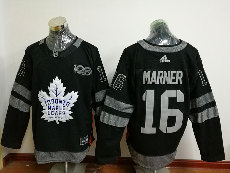 Toronto Maple Leafs 16 Mitchell Marner Black 1917-2017 100th Anniversary Stitched NHL Jersey