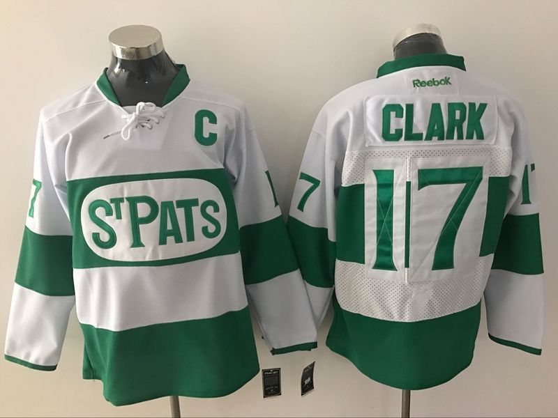 Toronto Maple Leafs 17 Wendel Clark White Green St  Patrick Day Stitched NHL Jersey