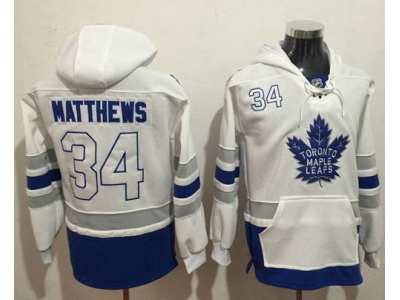 Toronto Maple Leafs 34 Auston Matthews White Name and Number Pullover NHL Hoodie