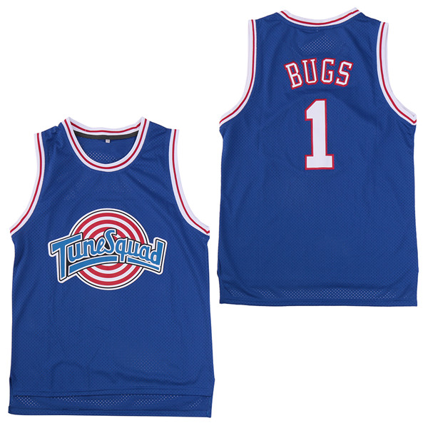 Tune Squad 1 Bugs Blue Stitched Movie Basketball Jersey