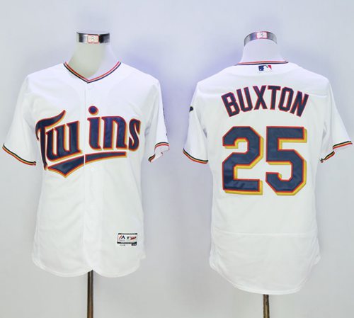 Twins 25 Byron Buxton White Flexbase Authentic Collection Stitched MLB Jersey