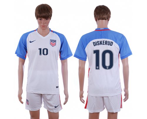USA 10 Diskerud Home Soccer Country Jersey